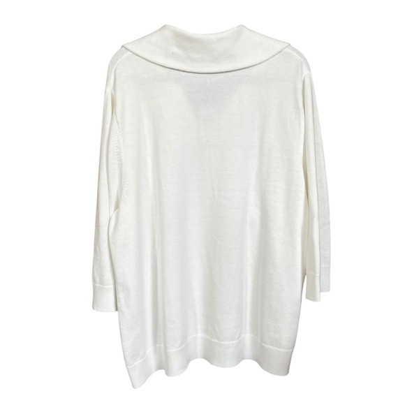 NWT J Jill White Cotton Blend 3/4 Sleeve Collared V-Neck Pull-Over Sweater SZ 2X - Picture 2 of 6